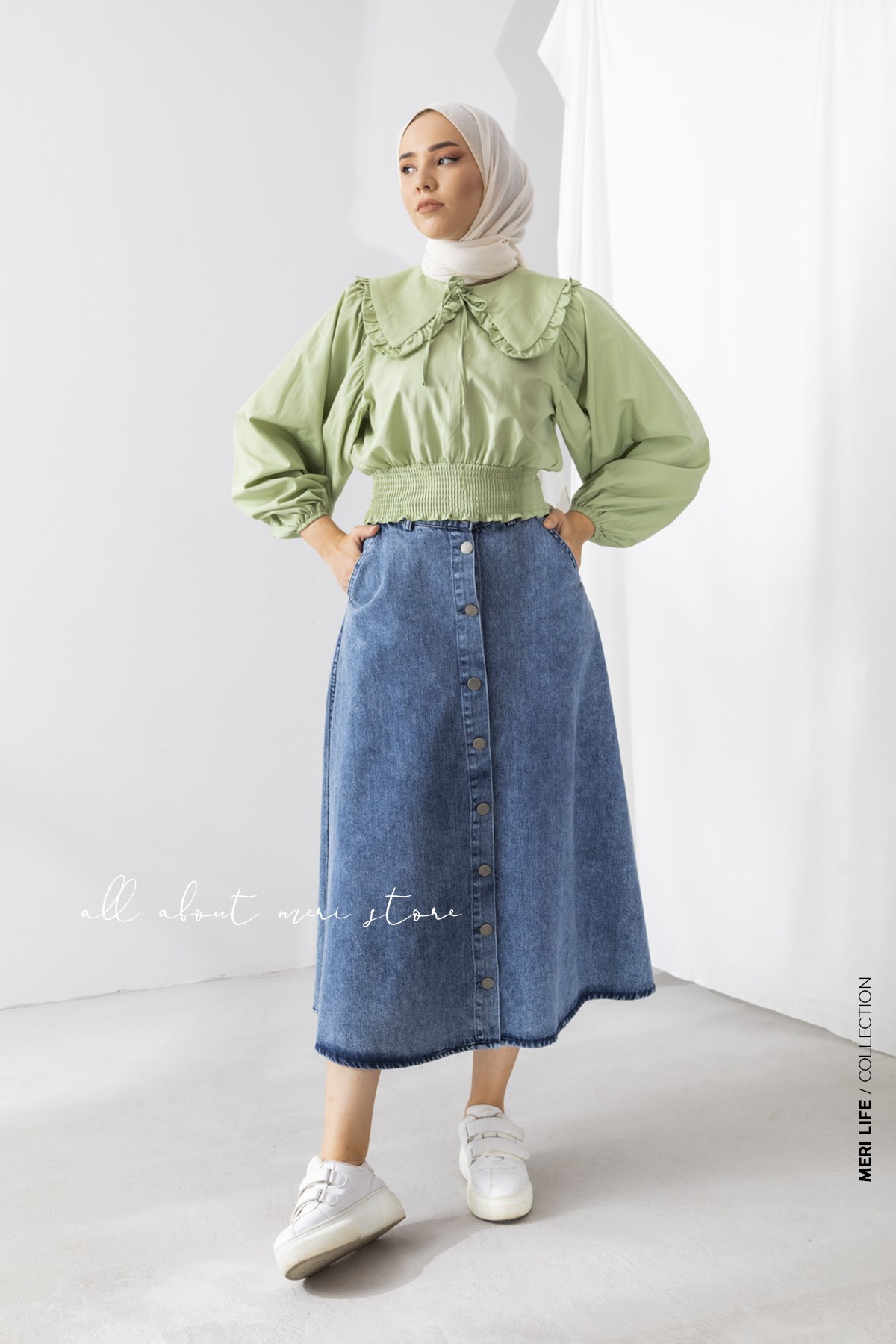 Nina Bebe Yakalı Açık Yeşil Bluz