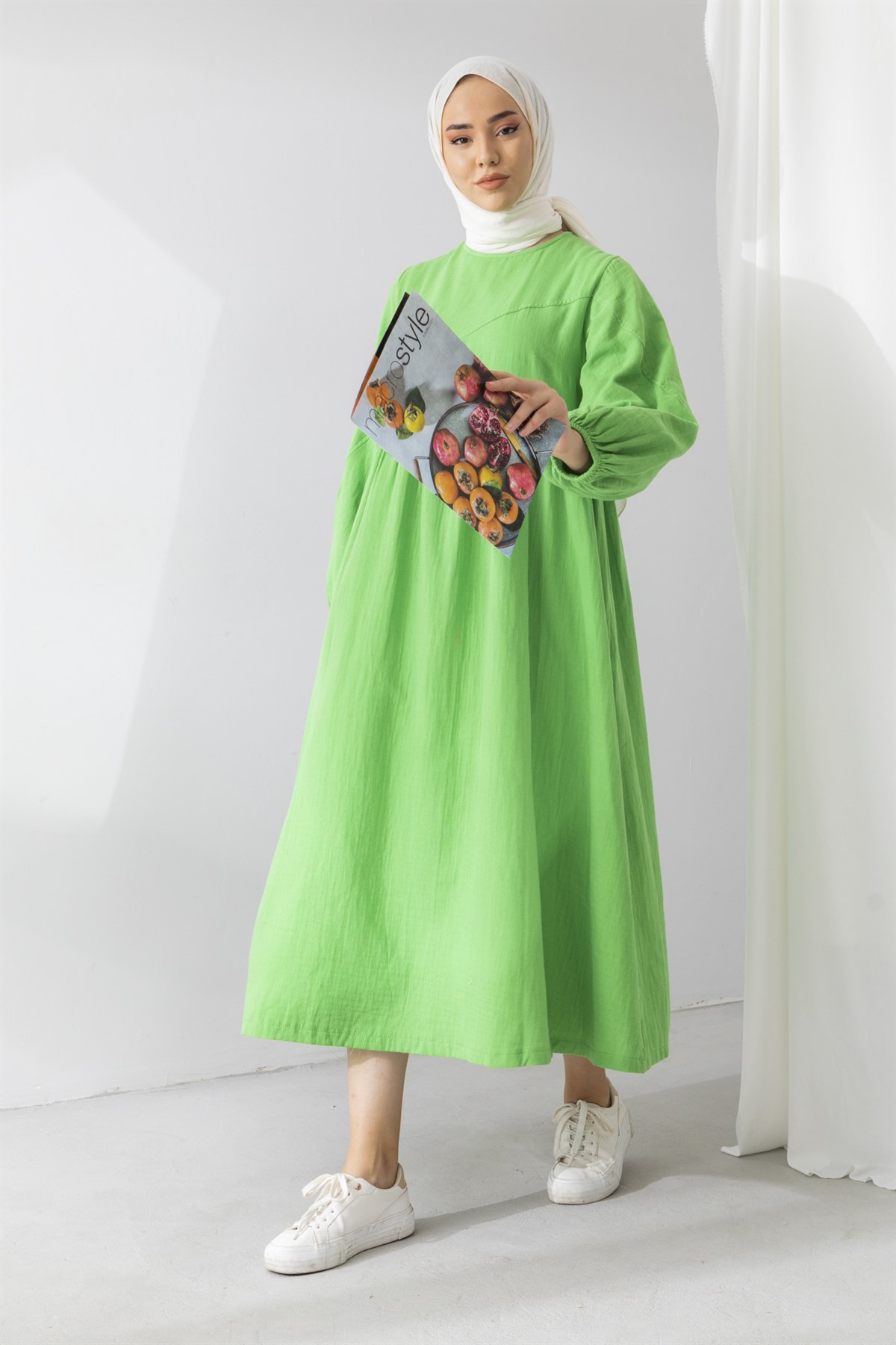 Oversize Yeşil Rengi Robadan Elbise